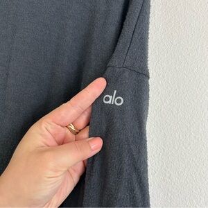 Alo Dark Smoky Gray Long Sleeve Crewneck - Small